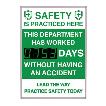 5S Supplies Digital LED Safety Scoreboard Signs with Frame, Safety Is Practiced Here Lead the Way SAFETY-LED- SIPH LTW